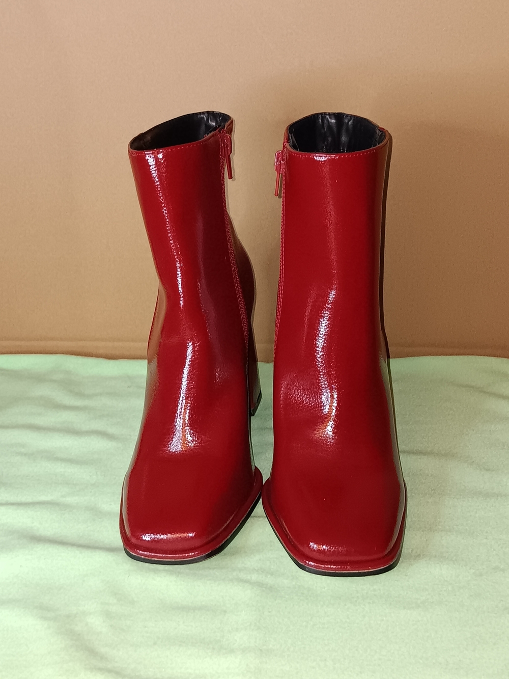 Red Patent Ankle Boots - Women